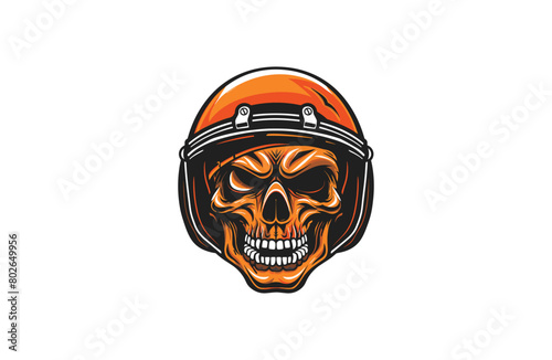 Skull Helmet vector illustration flat design logo photo