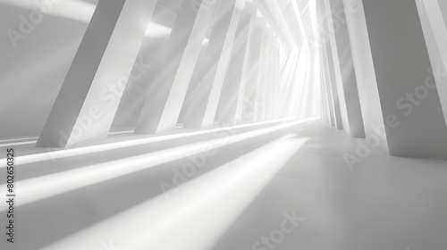 Abstract white background with light rays and glow