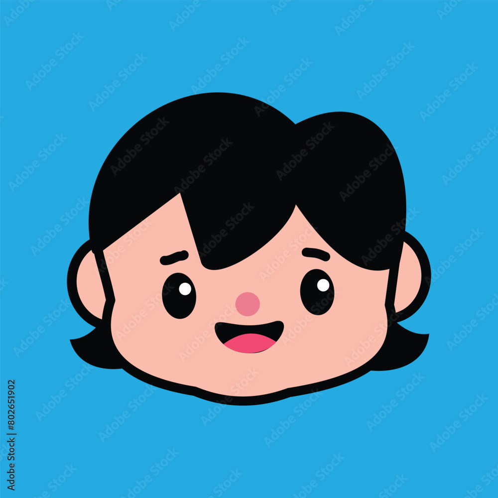 cute little girl face cartoon illustration eps10 graphic design. Avatar woman design over yellow background. Cute little girl illustration design. Educational design elements.