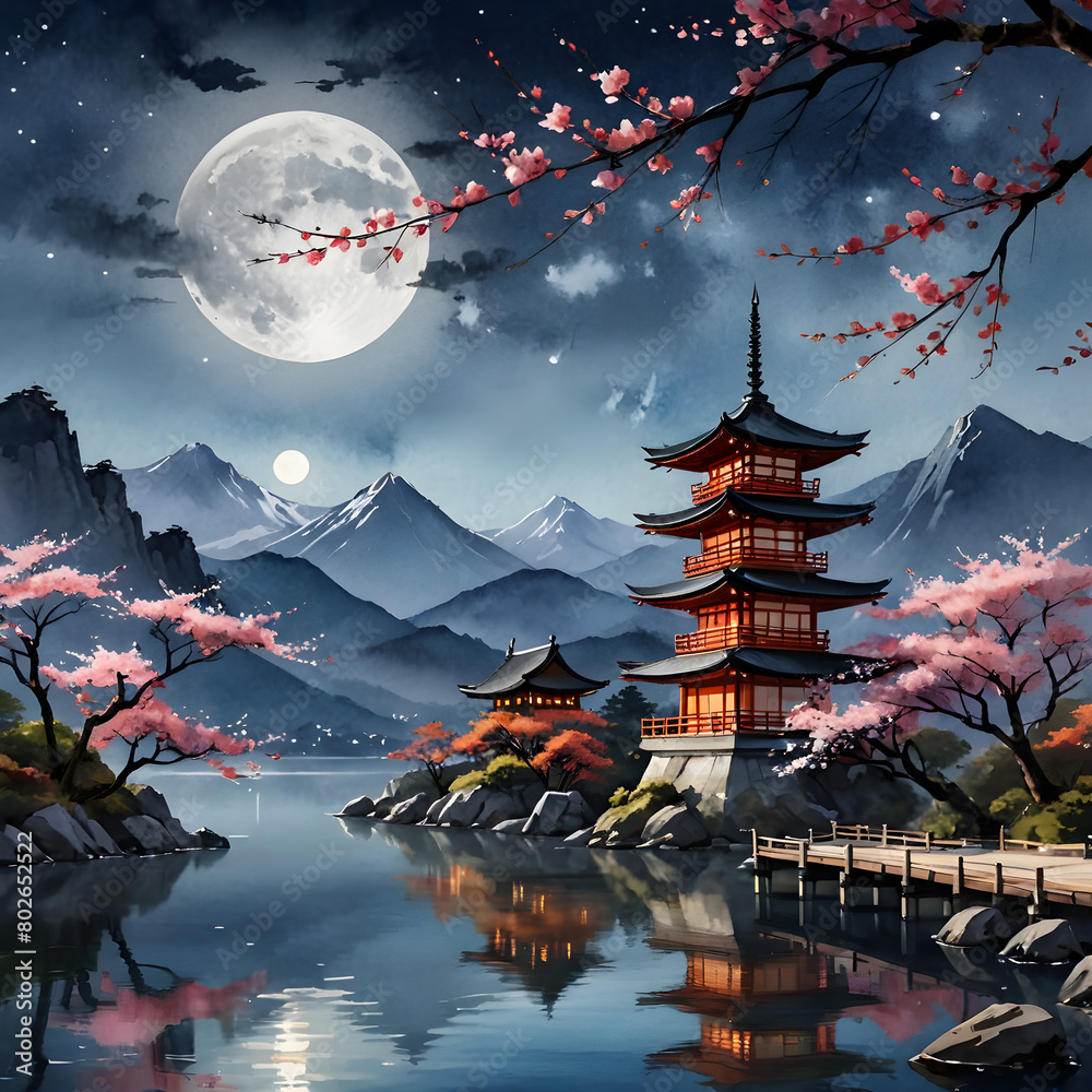 Obraz premium japanese temple in the night