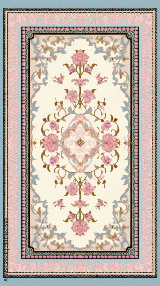 pastel color flower prayer mat rug carpet, ai