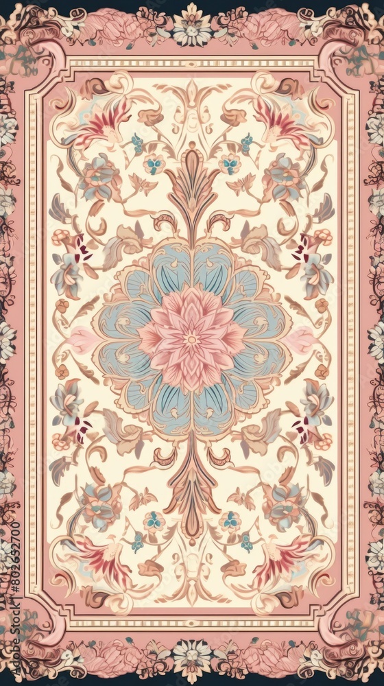 pastel color flower prayer mat rug carpet, ai