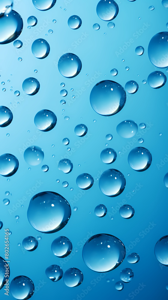 Close-up of water drops on blue background Close-up of water drops on blue background