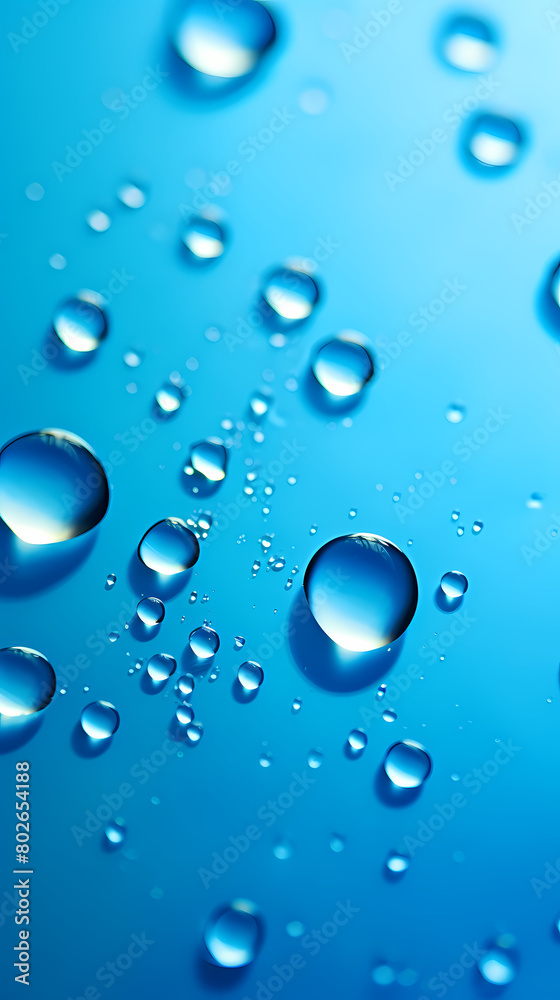 Close-up of water drops on blue background Close-up of water drops on blue background