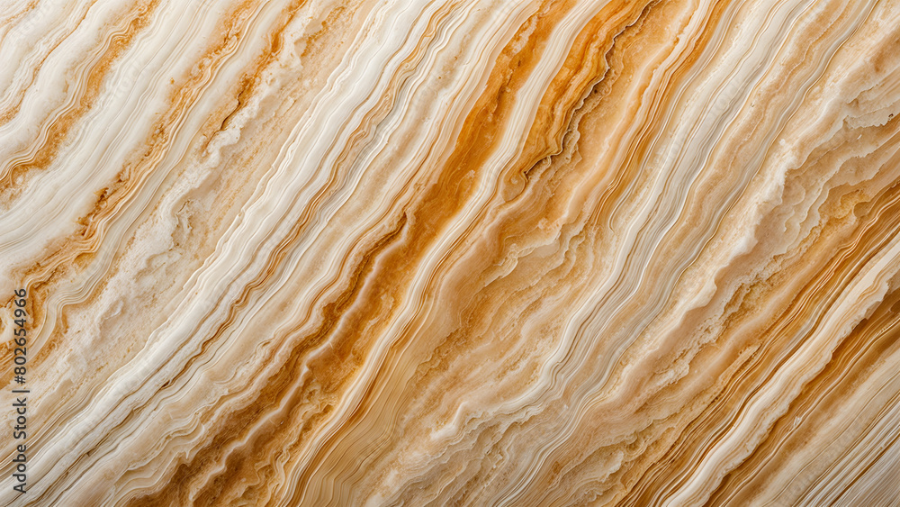 A brown and white striped surface, possibly made of marble or wood A brown and white striped surface, possibly made of marble or wood