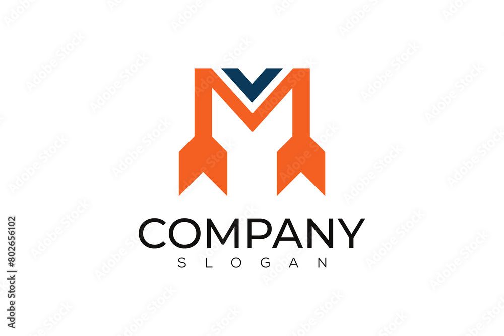 Simple Letter M Arrow Logo Creative Design Template 