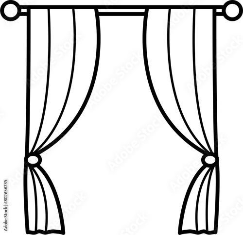 Window Curtains Outline Illustration Vector
