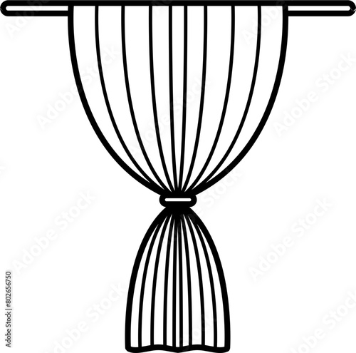 Window Curtains Outline Illustration Vector