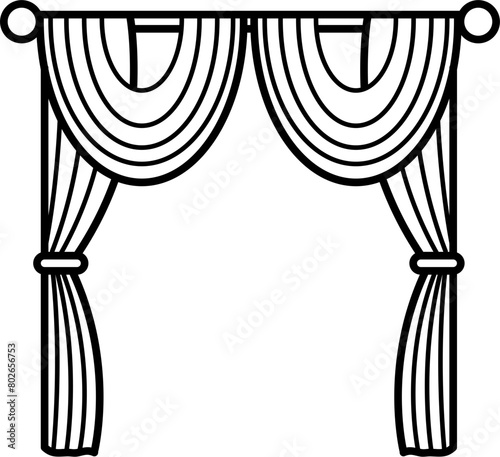 Window Curtains Outline Illustration Vector