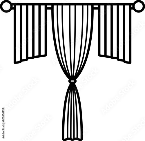 Window Curtains Outline Illustration Vector