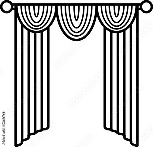 Window Curtains Outline Illustration Vector