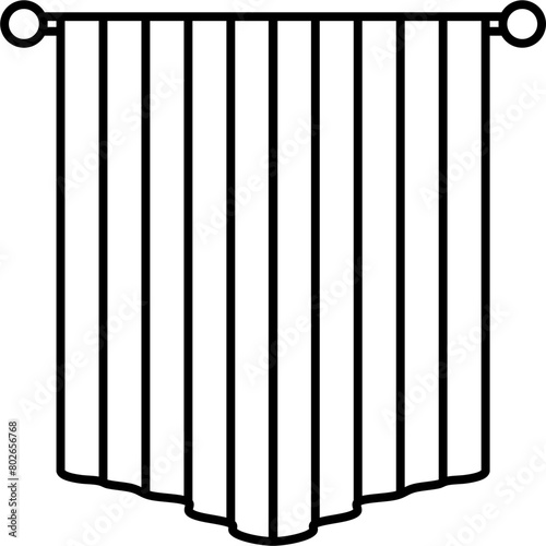 Window Curtains Outline Illustration Vector