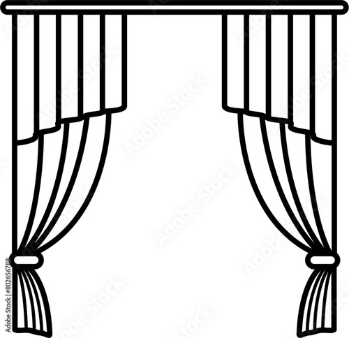 Window Curtains Outline Illustration Vector