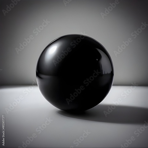 black ball on white surface generative Ai illustation