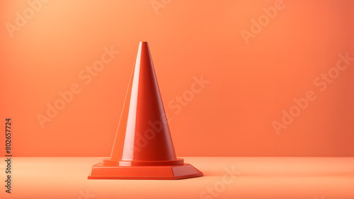 A red cone is sitting on a table