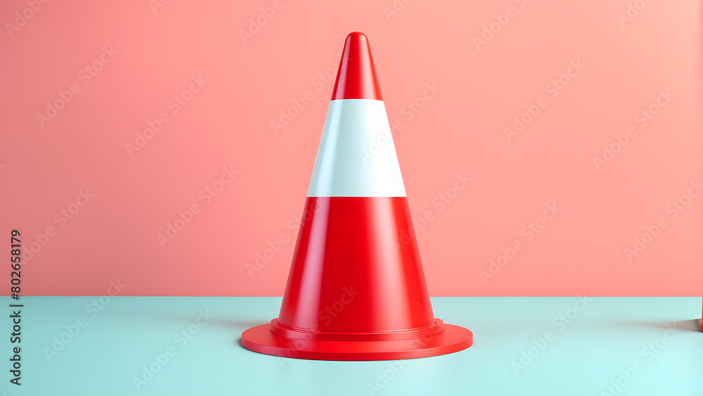 A red and white cone is on a table A red and white cone is on a table