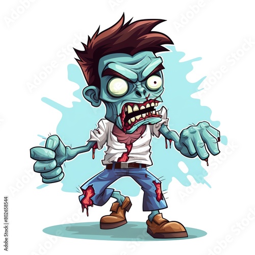 2D character design zombie, cartoon game, full body, single object,2d style,2d vector illustration with white background.