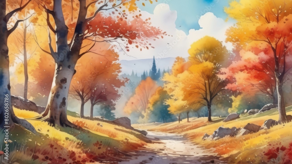 autumn landscape with trees autumn landscape with trees