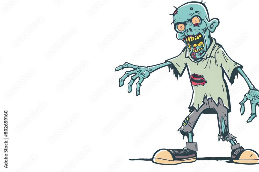 Simple and clean drawing of a friendly zombie, isolated on white with ample copy space for text, perfect for party invitations Simple and clean drawing of a friendly zombie, isolated on white with ample copy space for text, perfect for party invitations