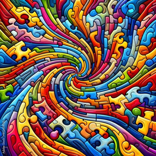 Jubilant Jigsaw abstract colorful shapes fitting together like puzzle background