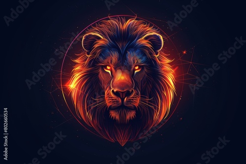 Leo zodiac sign against dark background. Astrology calendar. Esoteric horoscope and fortune-telling concept