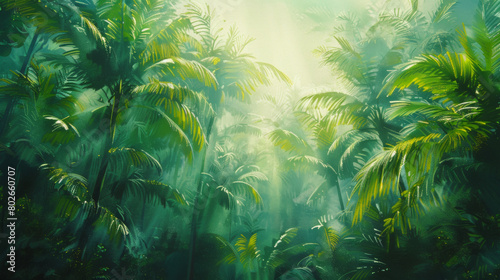 Dreamy Rainforest Palms  Impressionist Nature Mystery