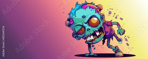 Vector illustration of a cartoon zombie with vibrant colors on a plain background  perfect for 2D animation and character design projects