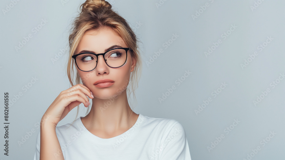 portrait of a woman with eyeglass portrait of a woman with eyeglass