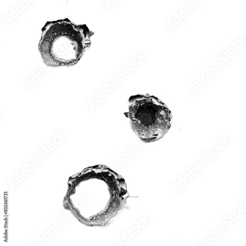 Isolated bullet holes PNG with transparent background. Realistic and dramatic graphic element