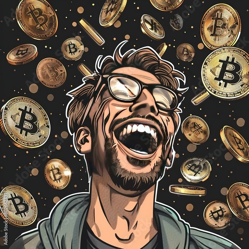 picture of a man being happy from his crypto profit