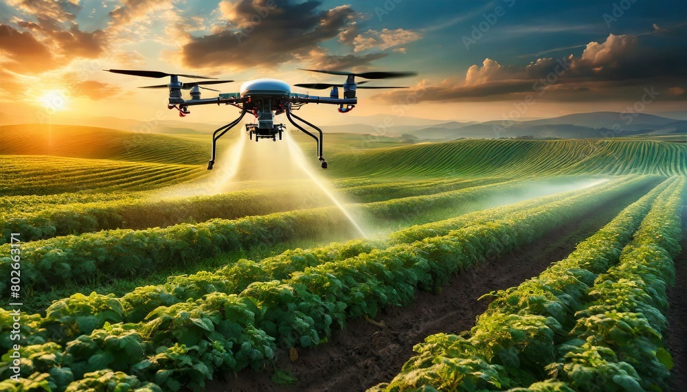 Fototapeta premium Futuristic Farming: Drone Technology Enhances Agricultural Practices army plane