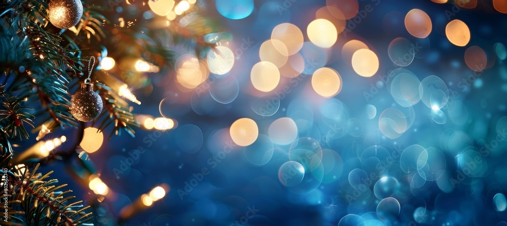 Sparkling Christmas Ornament on Pine Branch. Sparkling Christmas Ornament on Pine Branch.