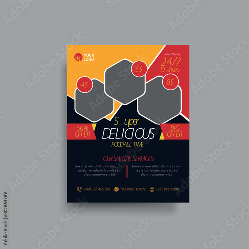 fast food flyer vector  design template.