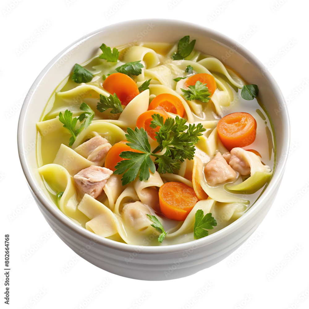 A bowl on chicken soup isolated on transparent background. A bowl on chicken soup isolated on transparent background.