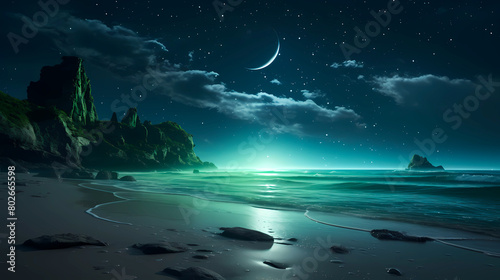 tropical island in the night
