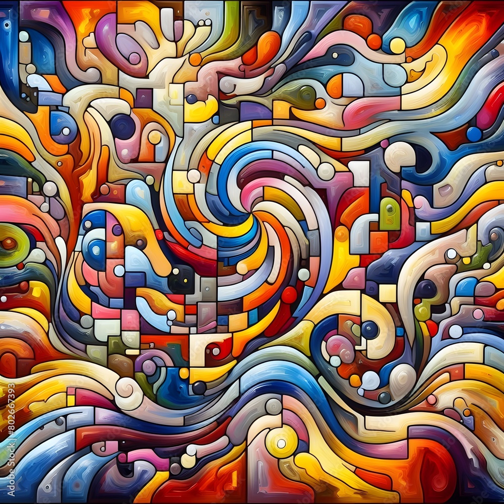 Jubilant Jigsaw abstract colorful shapes fitting together like puzzle background