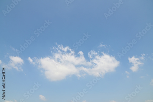 Bright Blue sky with white cloud. Beautiful sky background and wallpaper. Clear day and good weather in the morning.  