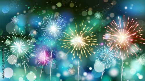 colorful fireworks illustration on sparkling background