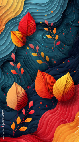 Abstract background with vector leafs