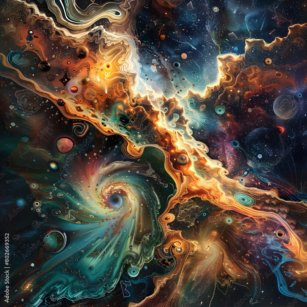 Surreal Cosmic Dance of Subconscious Symbolism in Fluid Digital Painting Surreal Cosmic Dance of Subconscious Symbolism in Fluid Digital Painting