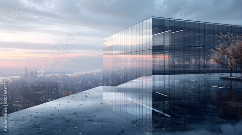 Sleek and Contemporary Office Complex with Reflective Glass Facade Integrated into Urban Cityscape