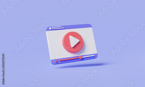 Free Download Playing video on website. Live streaming, digital multimedia player, Social media live stream in browser, Online video, multimedia player. video media concept. 3d minimal render illustration - GFXLoad