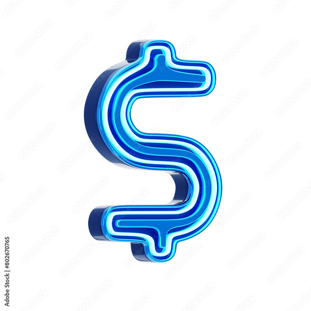 Fototapeta premium Dollar Symbol Letter 3D Shape Neo Futurist Text