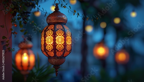 lantern at night with candles inside 