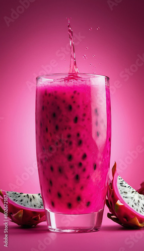 Delicious dragon fruit juice stock photo front view