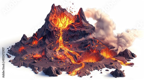 A volcano is a mountain that has a vent or vents in the earth's surface through which lava, ash, and gases escape. photo