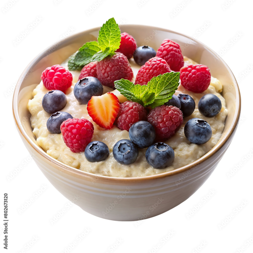 A bowl on cream oatmeal isolated on transparent background. A bowl on cream oatmeal isolated on transparent background.