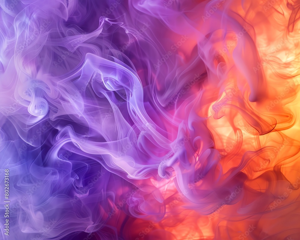 Purple and orange smoke. Purple and orange smoke.