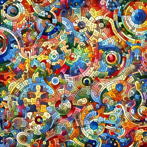 Jubilant Jigsaw abstract colorful shapes fitting together like puzzle background