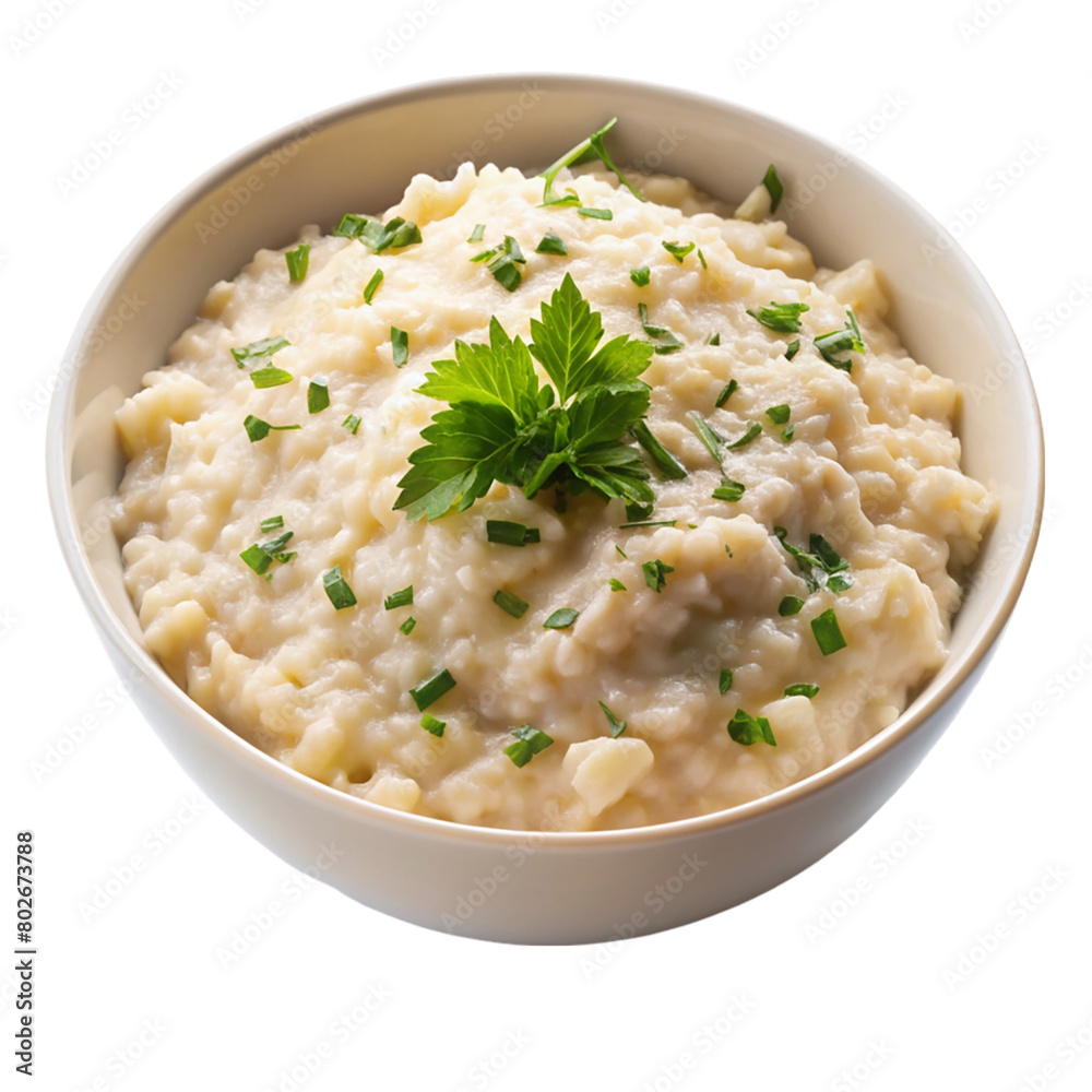 A bowl on cream risotto isolated on transparent background. A bowl on cream risotto isolated on transparent background.